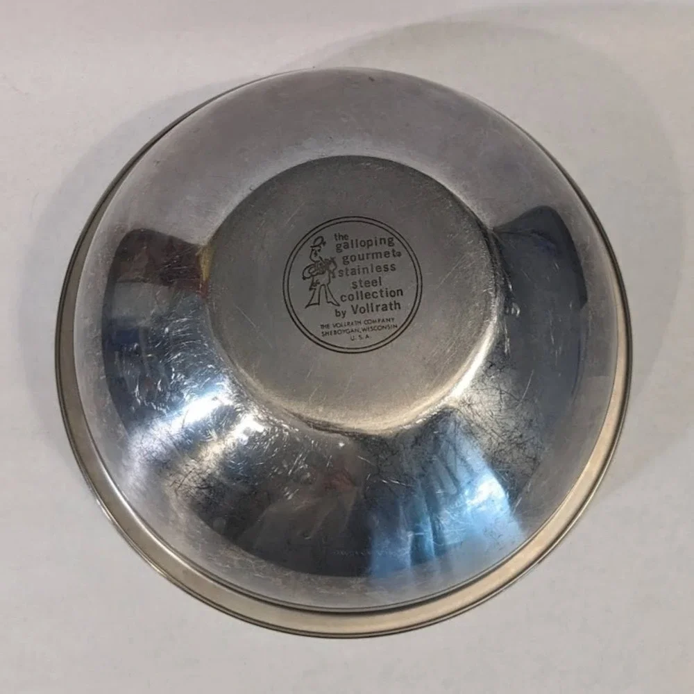 Vollrath Galloping Gourmet Stainless Steel Mixing Bowl 11.75 Inch Vintage USA